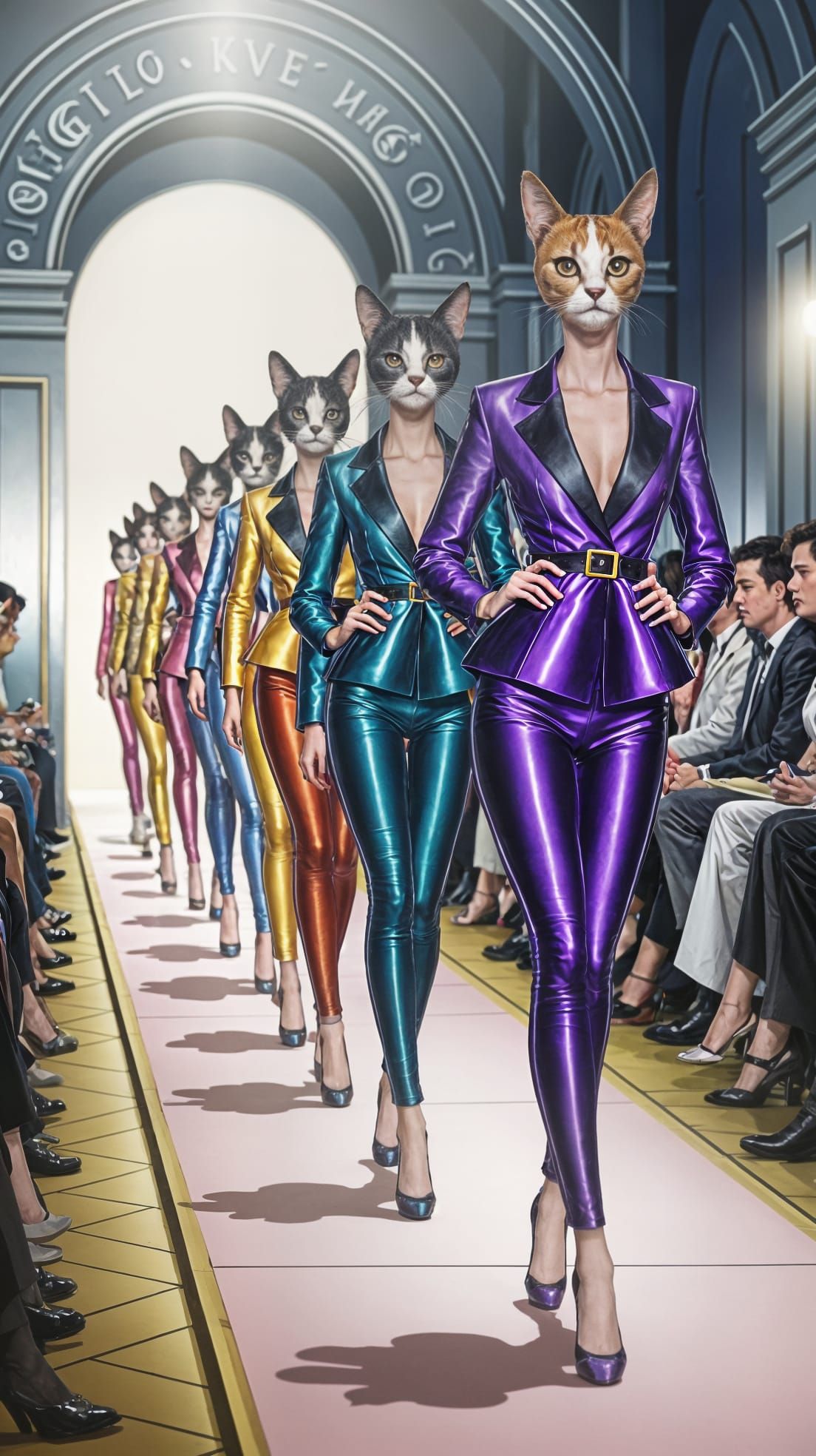 Elegant Feline Fashionistas Sashay Down the Catwalk