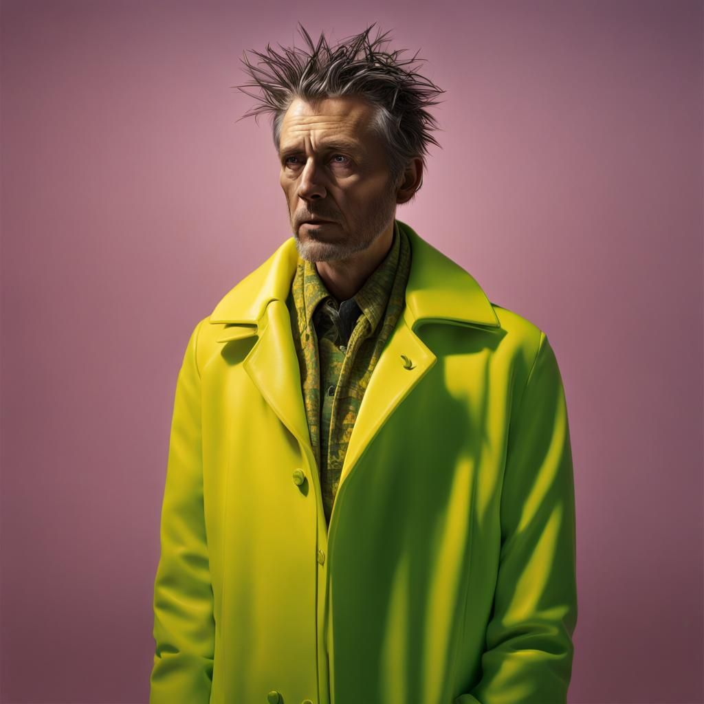 Man in Yellow Coat, Neonpunk Conceptual Photography