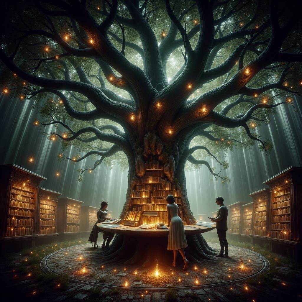 Whimsical Forest Library in Dreamy Enchantment Style