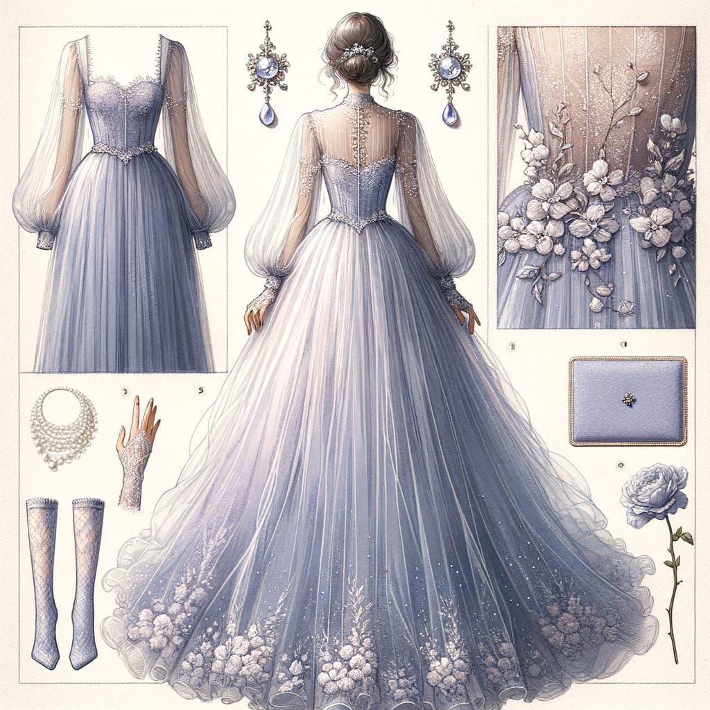 Ethereal Romantic Gown with Long Silhouette and Delicate Emb...