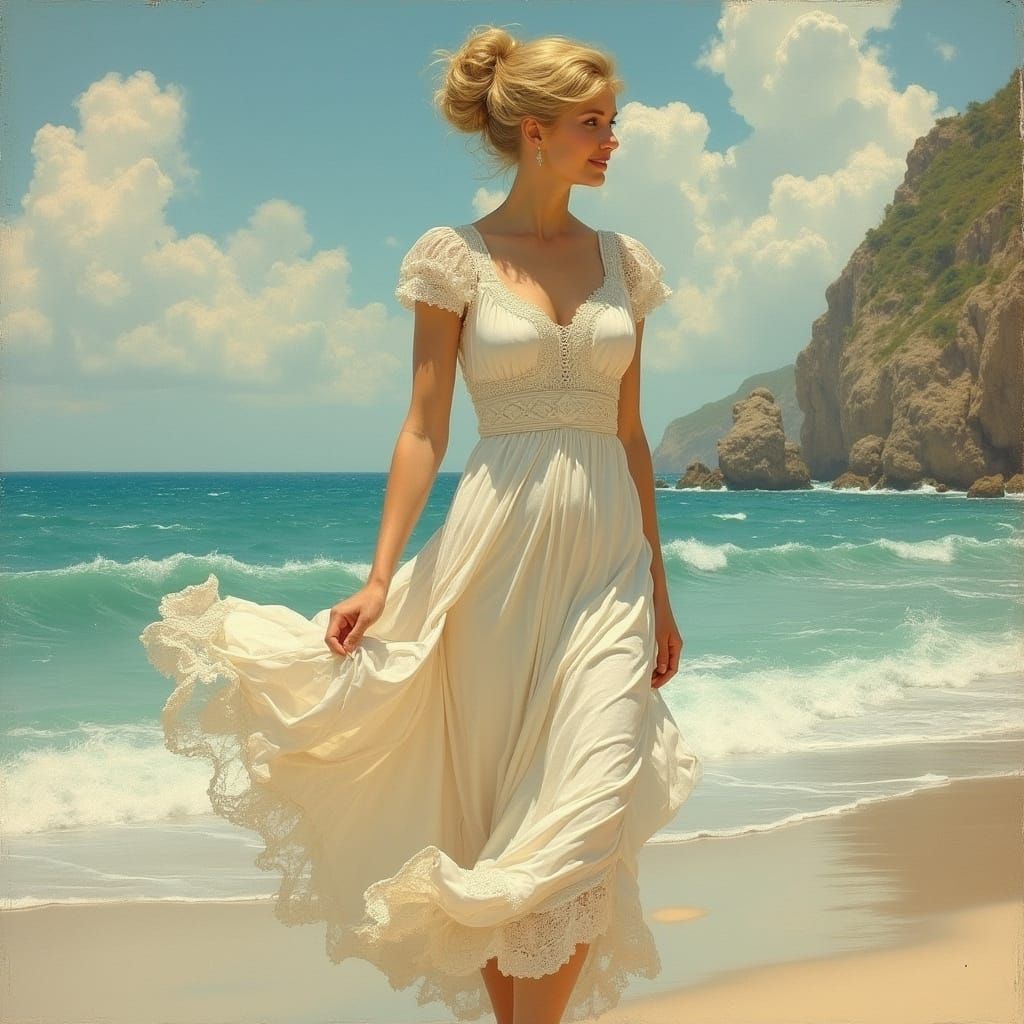 Elegant Woman in Art Nouveau Style