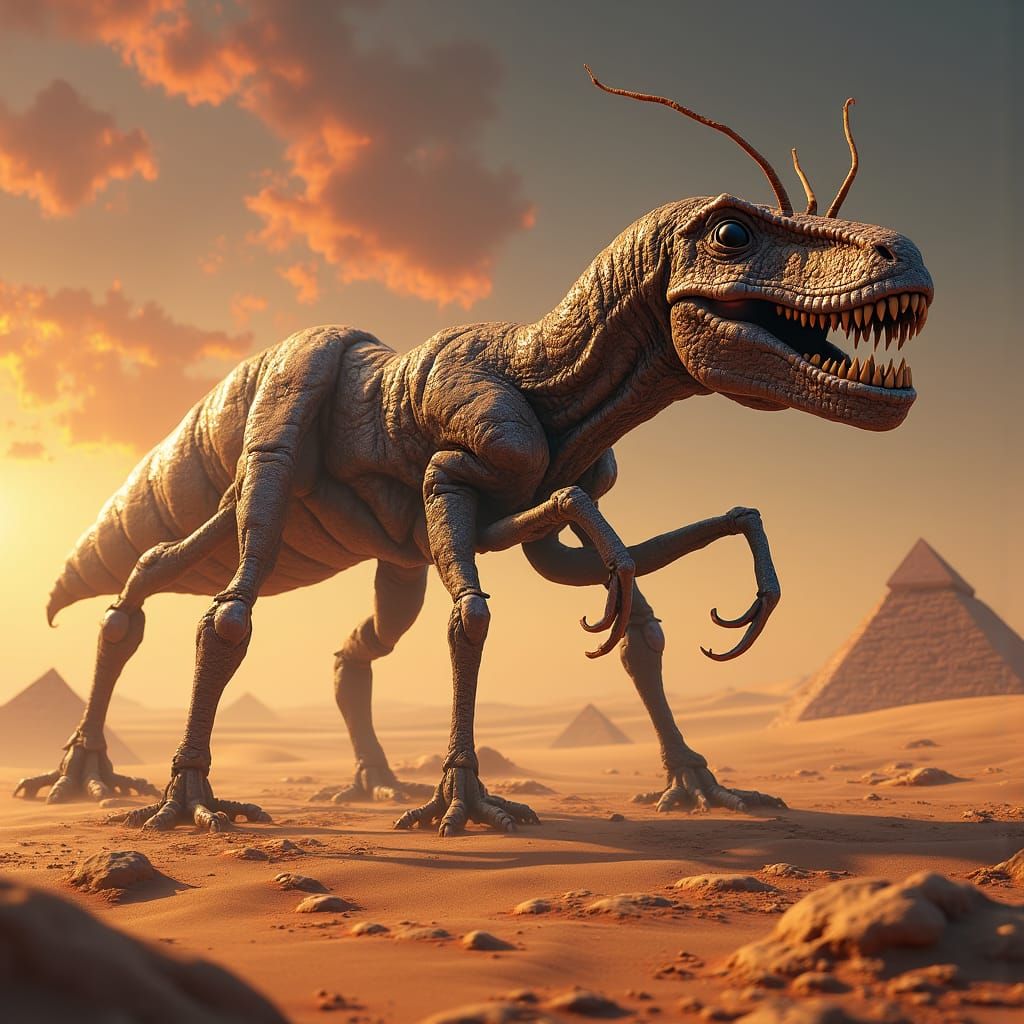 Ant-Rex in Sahara: Surreal Matte Painting