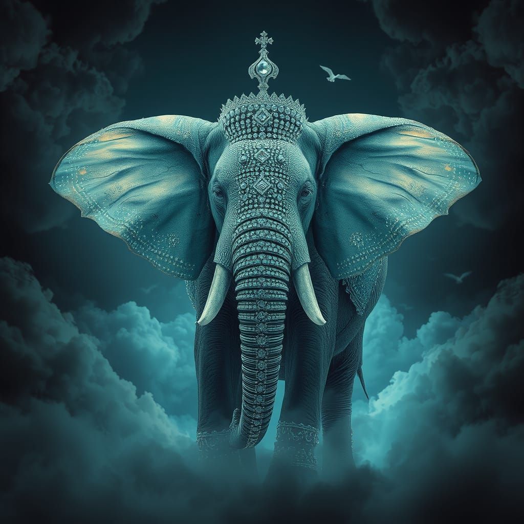 Diamante Elephant in Surreal Nightmare Digital Art