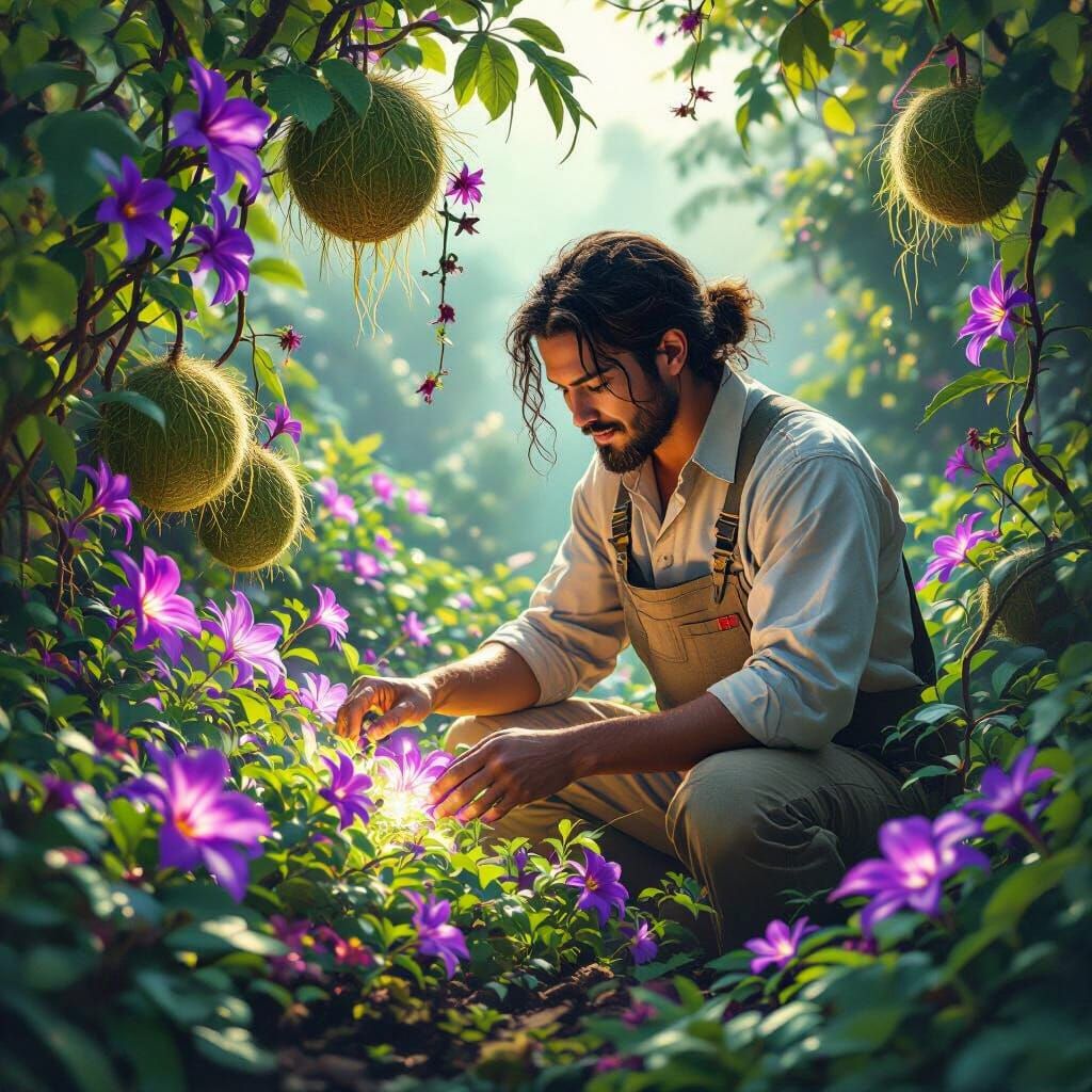 Bioluminescent Garden tended by Botanist