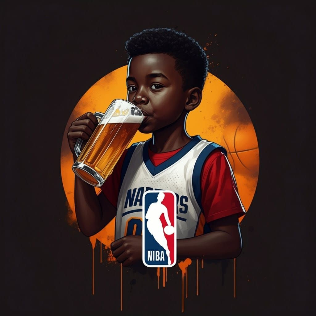 Vibrant NBA Logo with Young Athlete in Close-Up