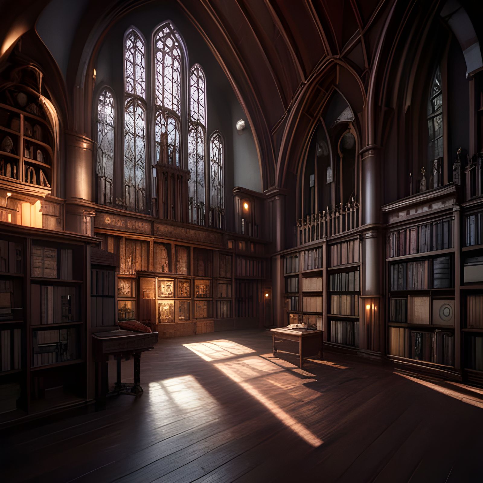 Gothic Castle Library at Golden Hour