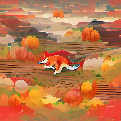 Fox Portrait in Autumn Colors