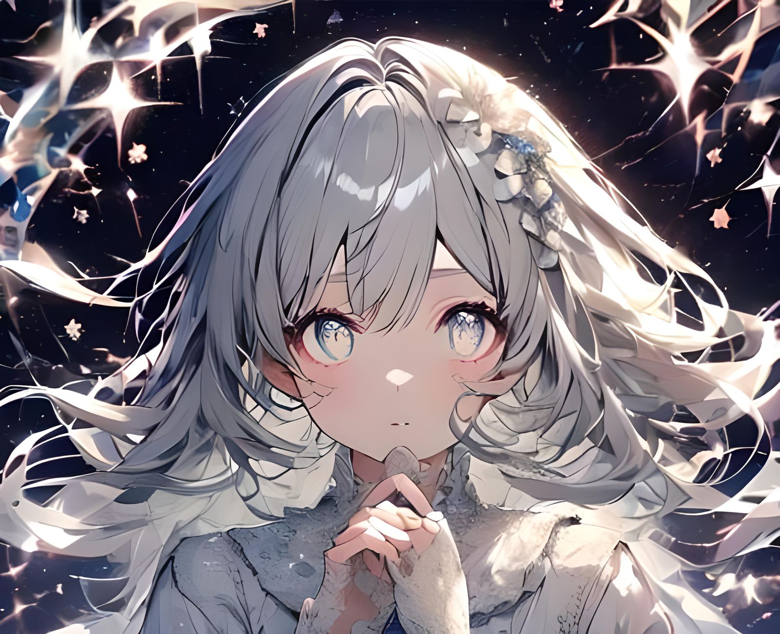 Cute Anime Girl with Starry Eyes in Digital Art