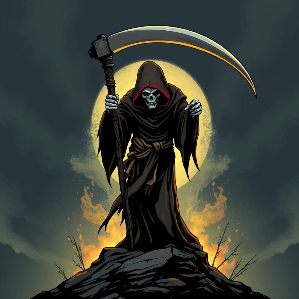 Stylized Grim Reaper Illustration