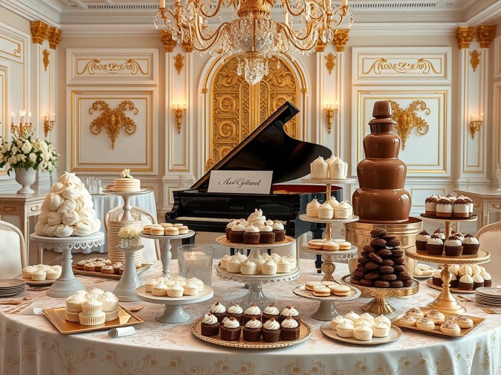 Grand Ballroom Sweet Table Celebration with Chocolate Founta...