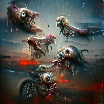 Alien Squids in Post-Apocalyptic Horror, Digital Art