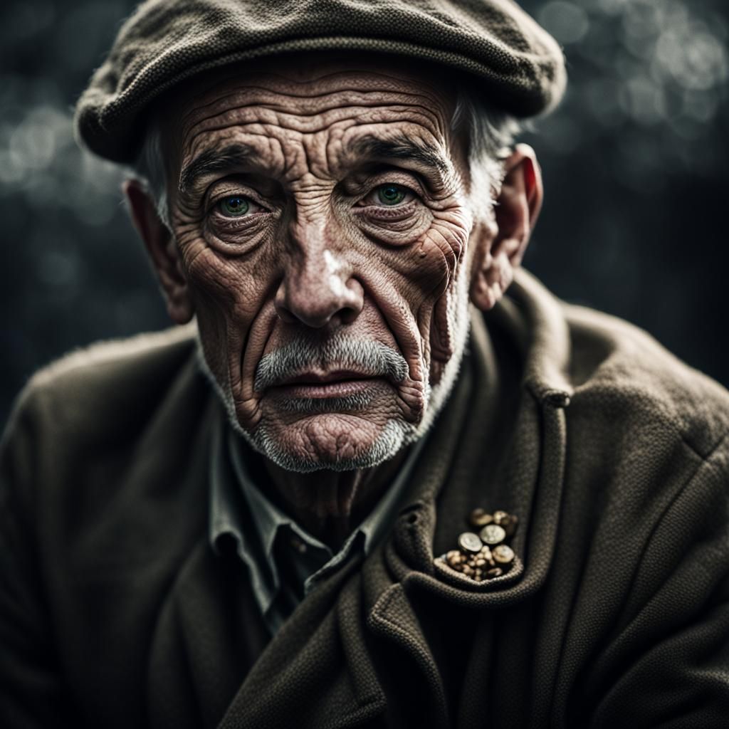 Intense WW2 Era Portrait in Dramatic Lighting