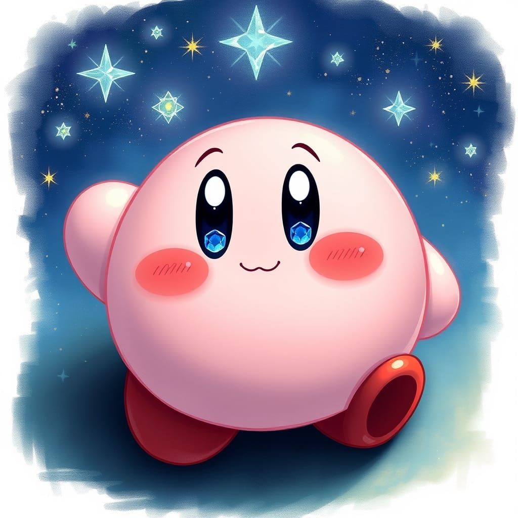 Whimsical Kirby Gaze in Dreamy Style