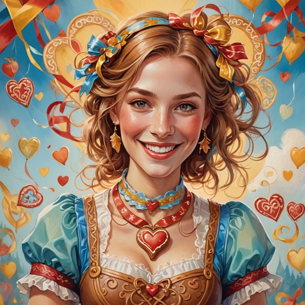 Woman with Gingerbread Heart at Oktoberfest