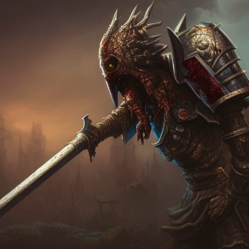 Rotting Zombie Knight with Sword, Detailed Fantasy Art