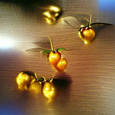 Glistening Golden Cherries: AI Generated Image