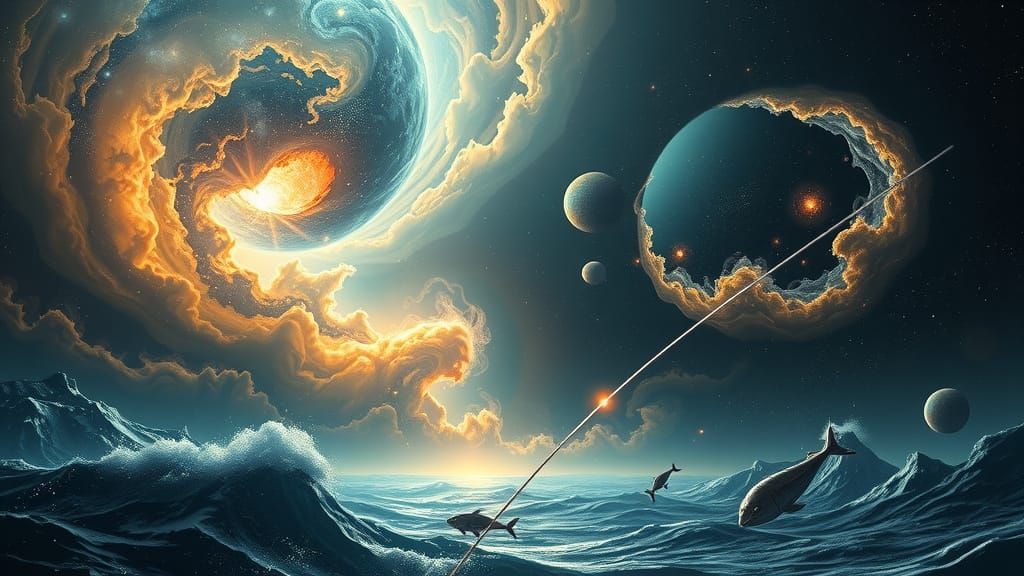 Cosmic Being Creates Galaxies in Digital Matte Painting