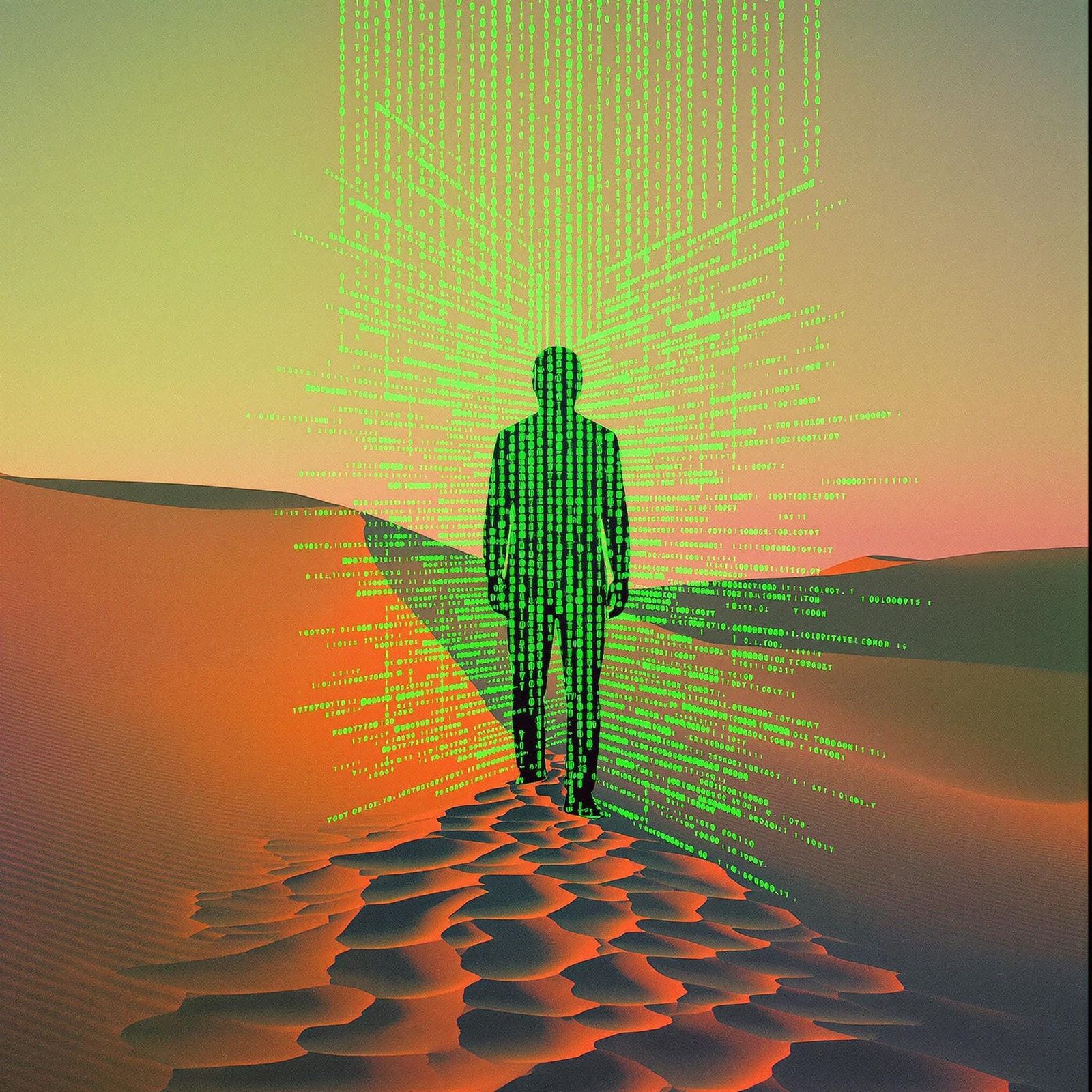 Neon Dunescape in Retro-Futuristic Style