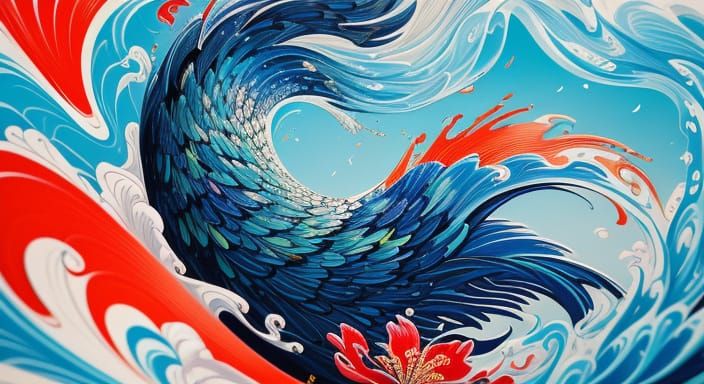 Whimsical Summer Scenes in Traditional Japanese Art Style