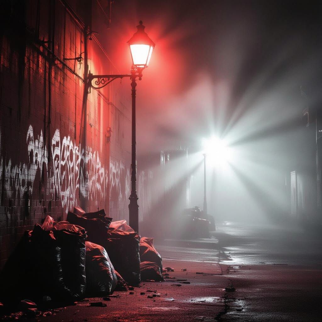 Eerie Noir Alleyway at Night in Cinematic Style