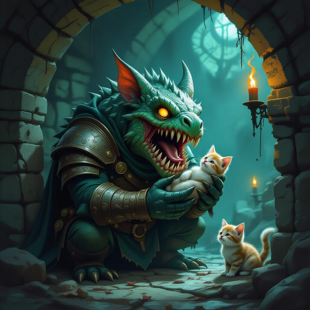 Mimic Monster Devours Evil Adventurer, Rescues Kitten