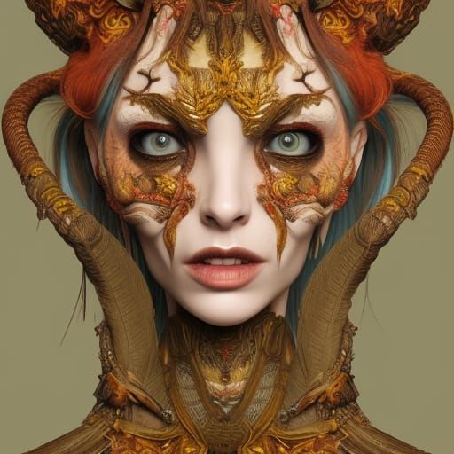 Polychromatic Witch Portrait in Maximalist Style