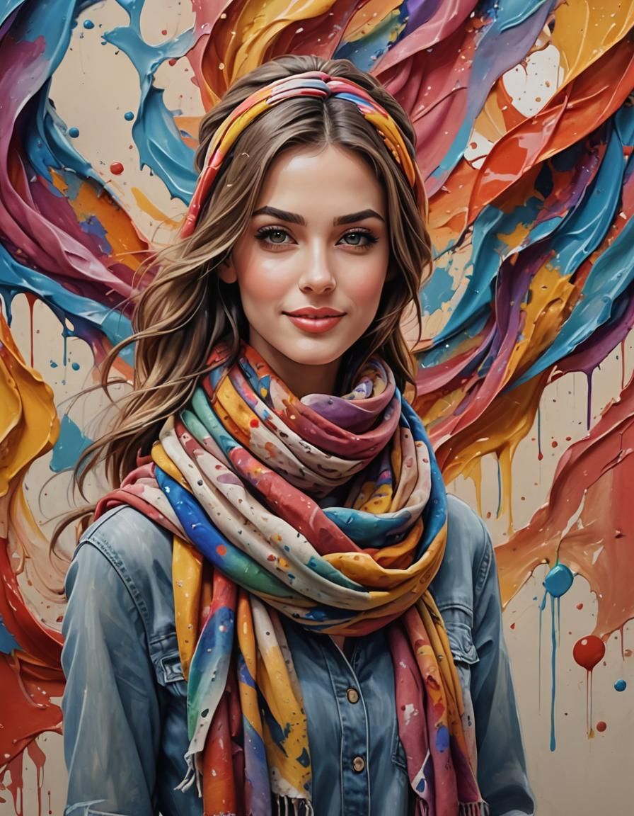 Scarf Woman: A Breathtaking 3D Rendered Masterpiece