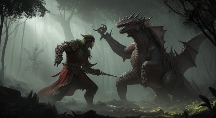 Fantasy Battle: Ranger vs Troll & Lizardfolk in Jungle Ruins