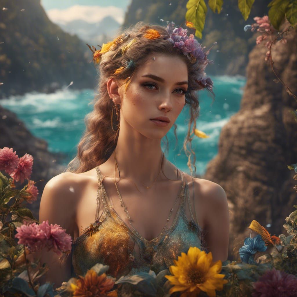 Hyperrealistic Summer Portrait in Detailed Matte Painting