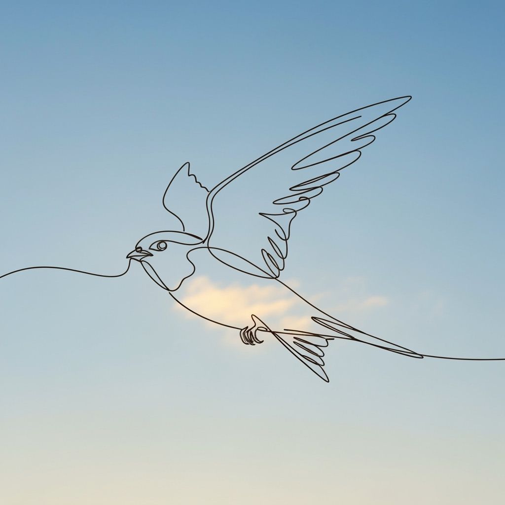 Minimalist Swift Line Drawing Capturing Flight