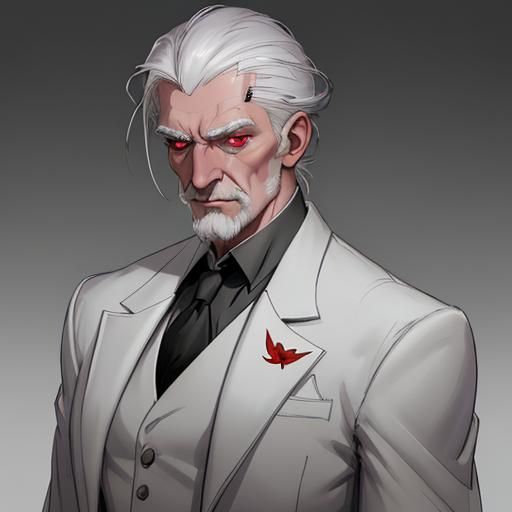 Sinister Villain in Red and White Suit: Detailed Portrait