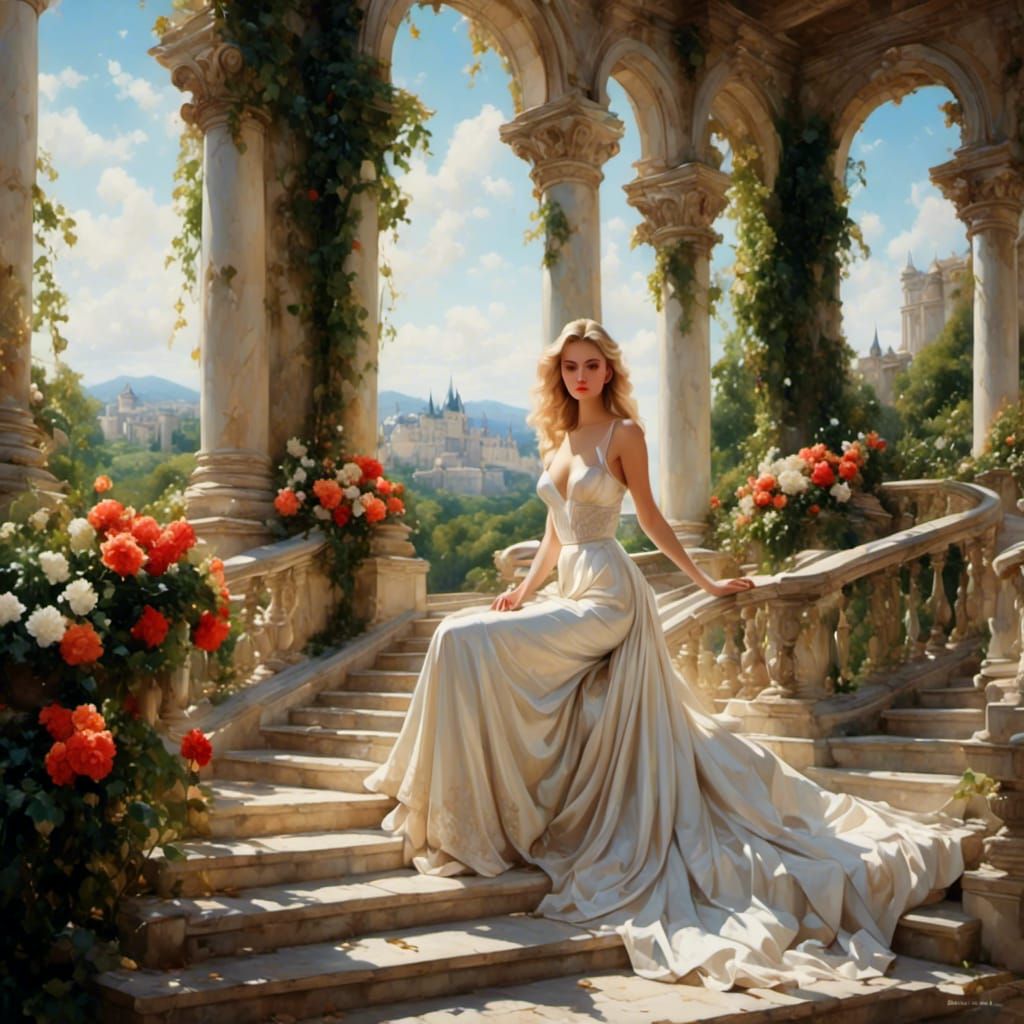 Fantasy Princess at White Marble Castle