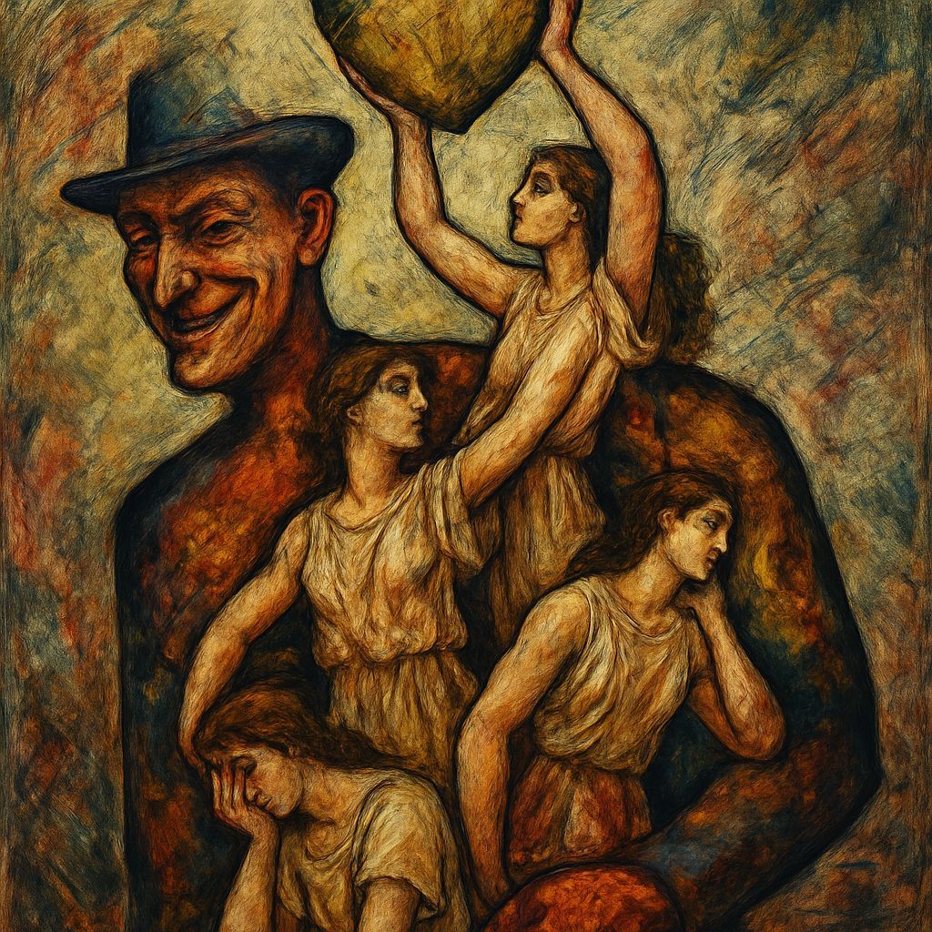 Surrealist Statue of a Man with Golden Heart