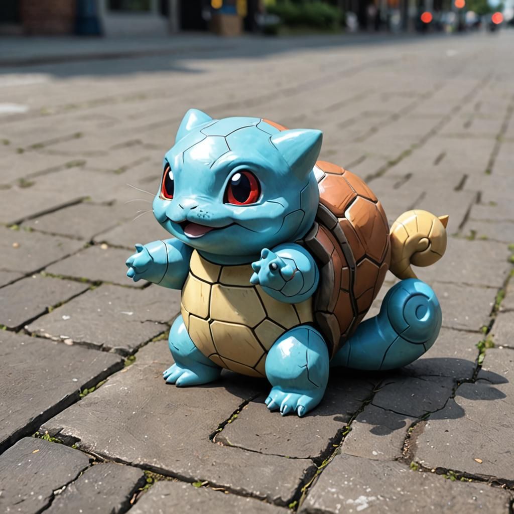 Squirtle as a Cat: 8K Digital Composition