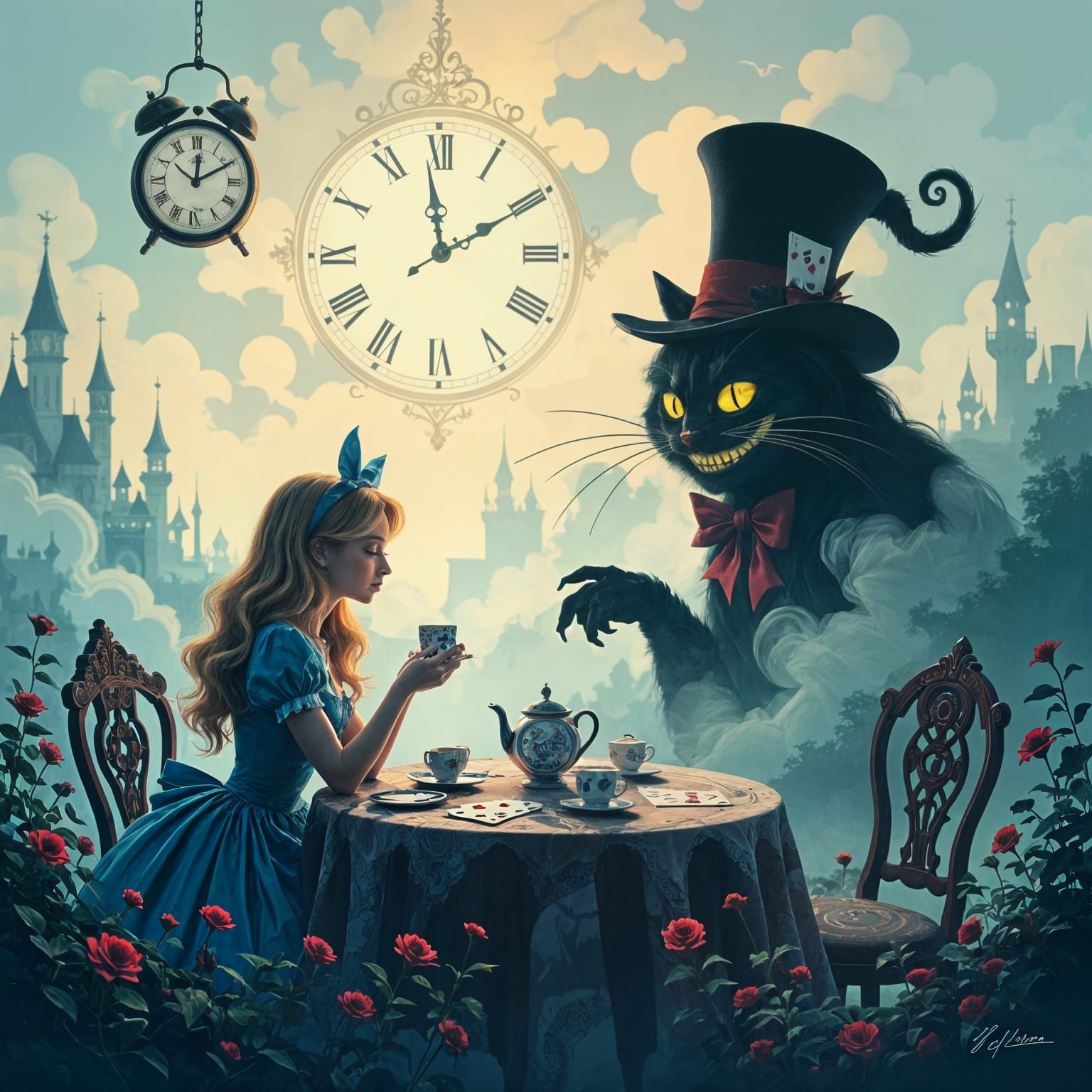 Alice in Wonderland: Surreal Double Exposure Artwork