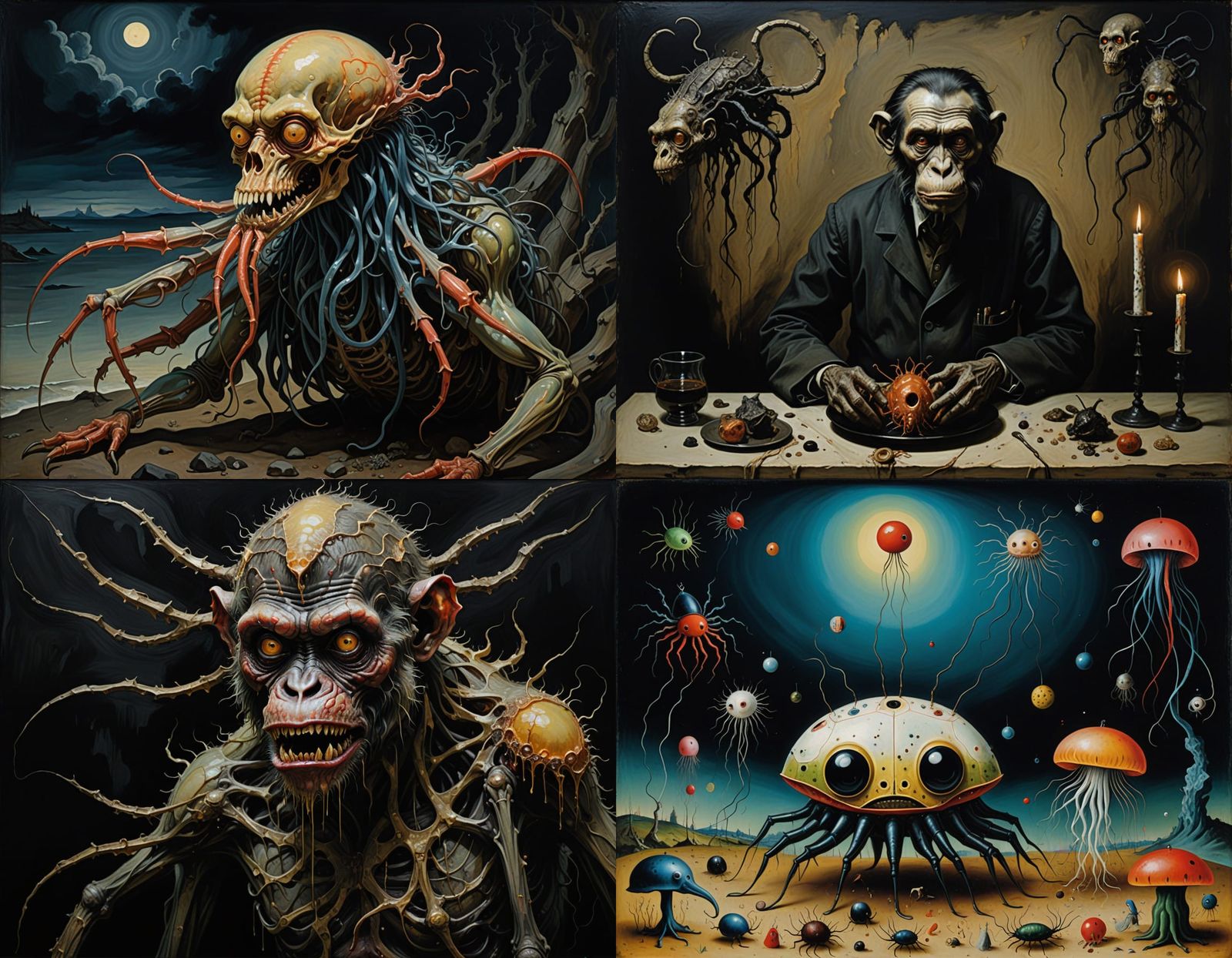 Surrealistic Monstrous Hybrid in Oil Painting Style