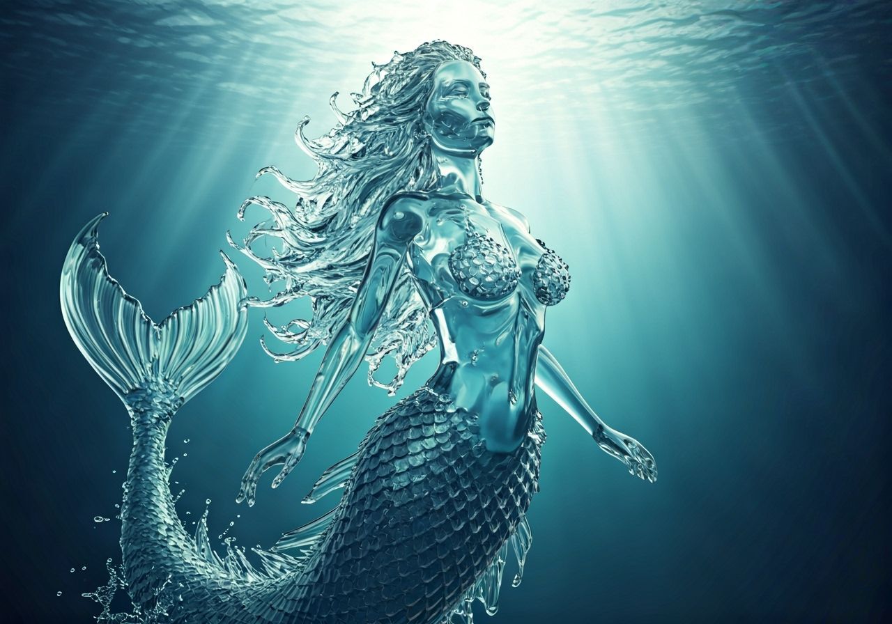 Photorealistic Water Sculpture of Mermaid Undersea