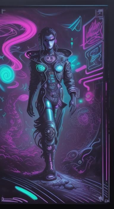 Cyberpunk Steampunk Horror in Vibrant Pop Art Style