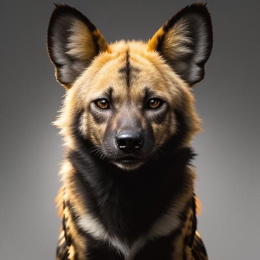 Hyperrealistic African Wild Dog Portrait in Splash Art Style