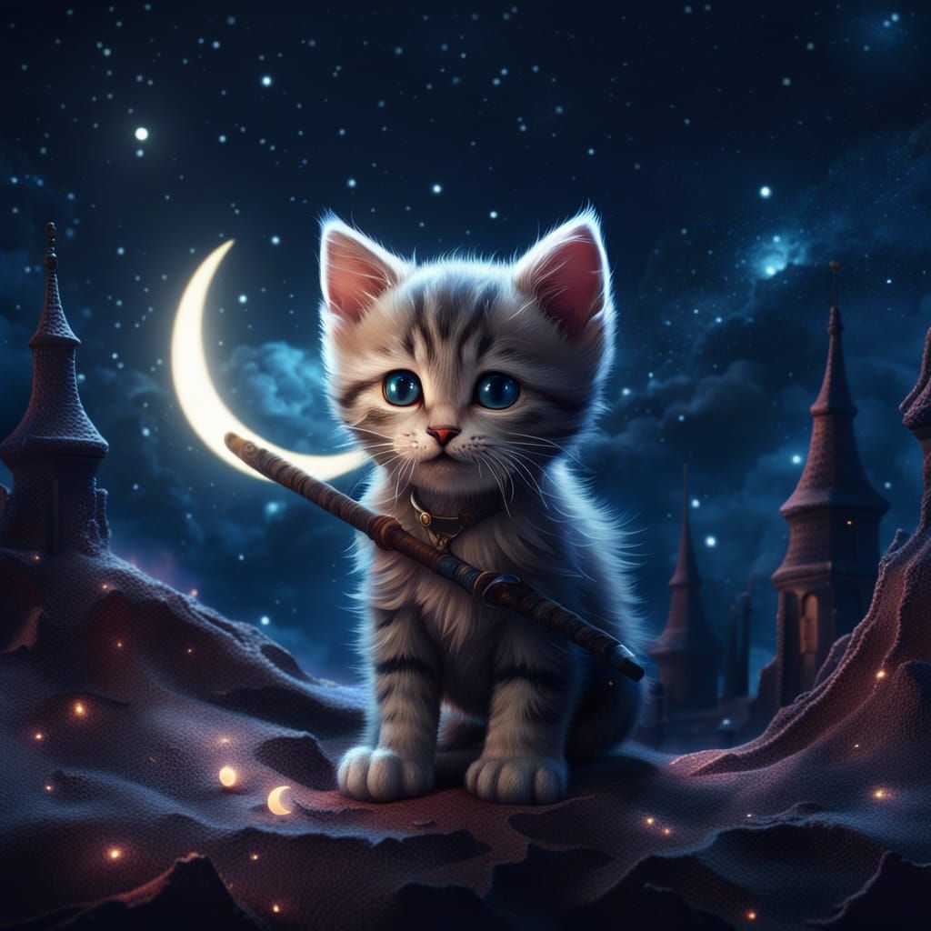 Cosmic Kitten: A Fantastical Digital Art Creation