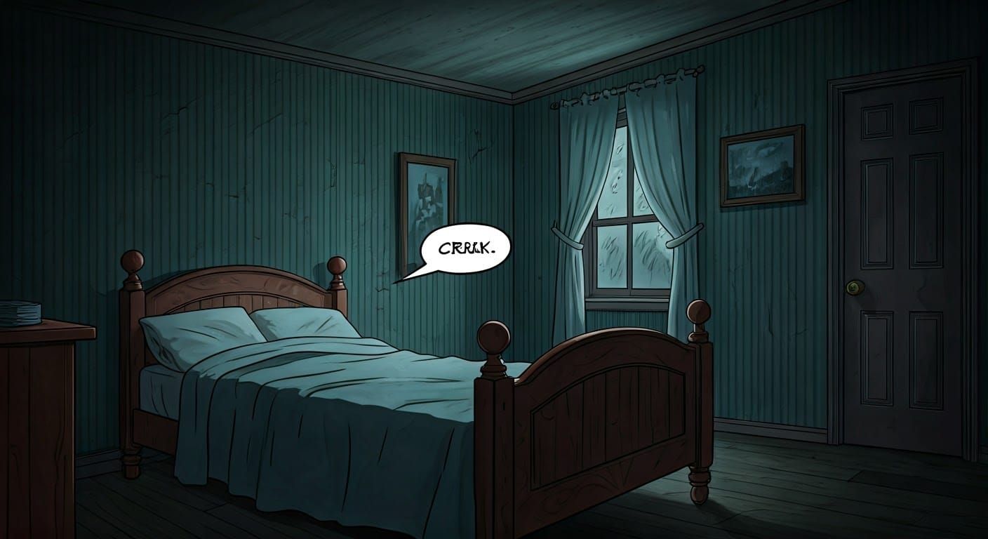 A bedroom in a creepy house , what are the noises? Is it mic...