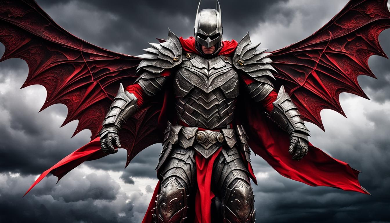 Dark Knight with Metallic Wings in Detailed Armor
