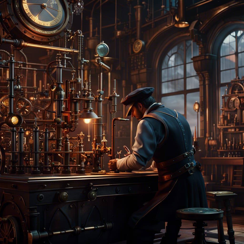 Steampunk Lab: Detailed Matte Painting in Deep Color