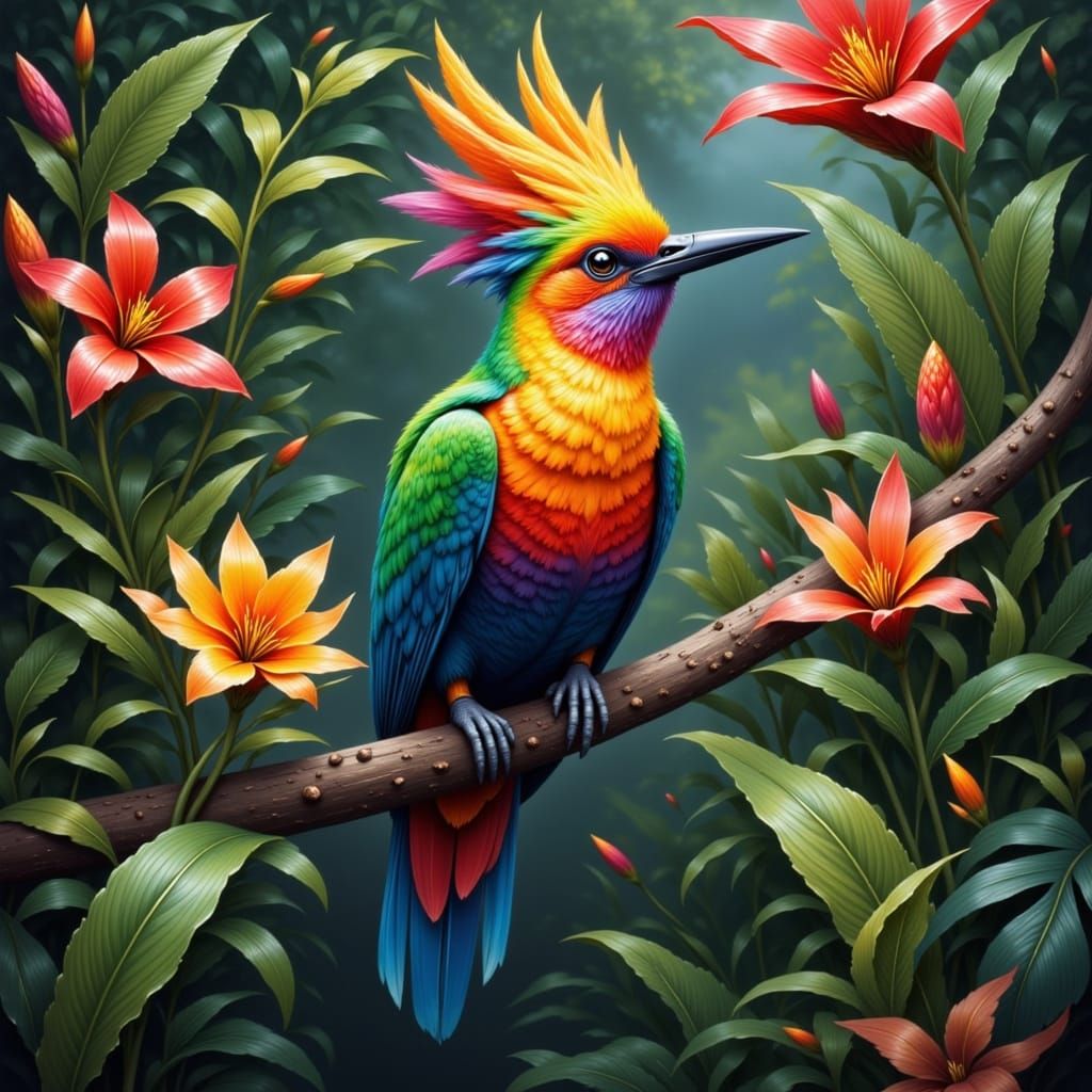 Exotic Bird of Paradise in Digital Art Style