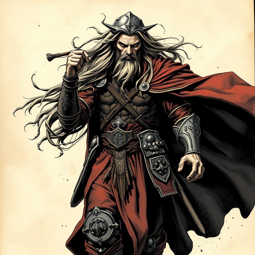 Powerful Wizard Illustration in Fantasy Art Style