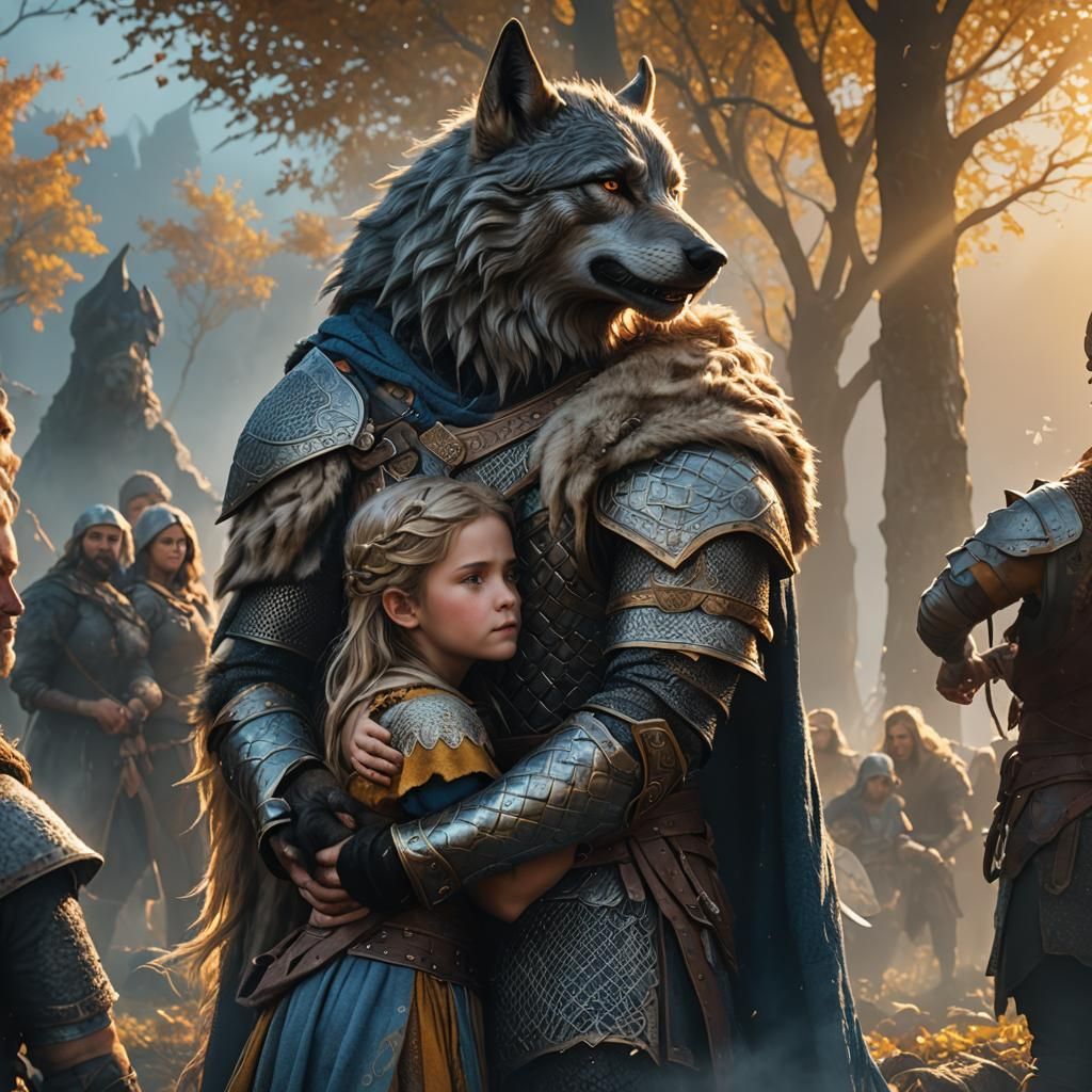 Viking Werewolf Family in Epic Fantasy Art