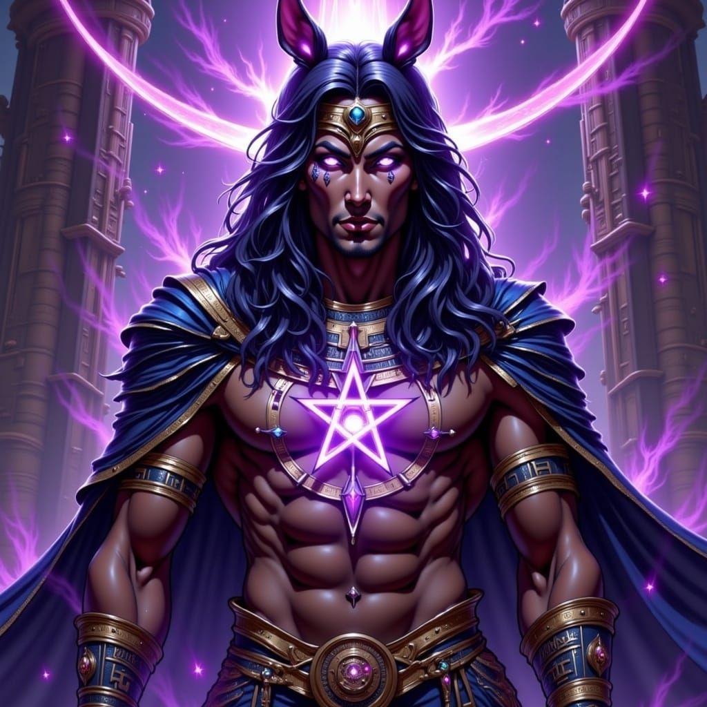 Detailed Anubis in Elaborate Egyptian Clothing