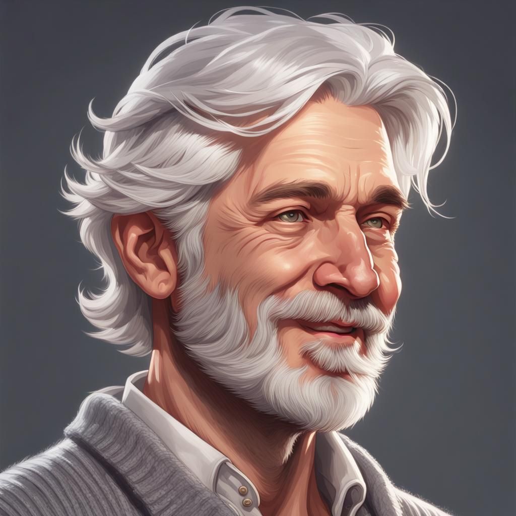 Nostalgic Man Portrait in Hyperdetailed Style