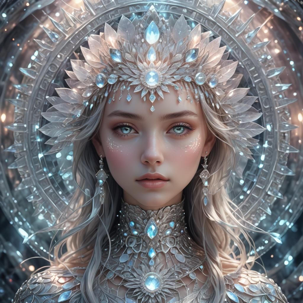 Otherworldly Light Being in Crystal Cave: Digital Art