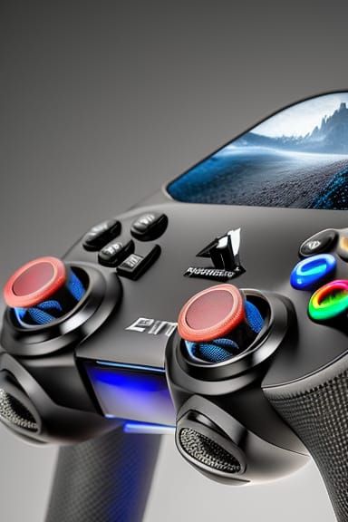 Very realistic Advanced realism close-up of a PlayStation7 d...